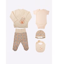 Organik Secret Bunny 5'li Hastane Çıkış Seti Natural