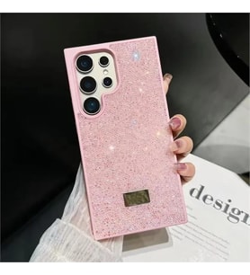 Coverzone Xiaomi Redmi Note 13 ile Uyumlu Elmas Desen Ta?l? K?l?f � 2 mm Kamera �?k?nt? Koruma, I??lt?l? L�ks ??k Darbe Emici Kapak Pembe