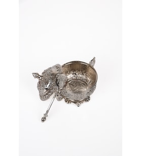DMT COPPER HOME Gaziantep Bakır Zamak Şekerlik Kase yükseklik 11 cm Genişlik 13 cm&(KAŞIK DAHİL)
