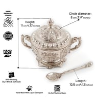 DMT COPPER HOME Gaziantep Bakır Zamak Şekerlik Kase yükseklik 11 cm Genişlik 13 cm&(KAŞIK DAHİL)