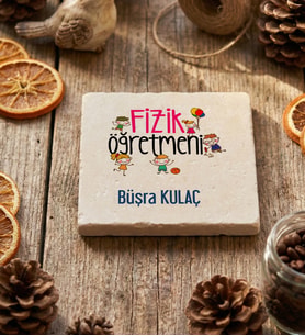 Kişiye Özel Fizik Öğretmeni Bardak Altlığı Öğretmenler Günü Hediyesi (Krem)