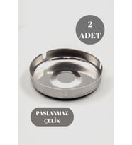 2 Adet Paslanmaz Çelik Parlak İnce Açık Yuvarlak Model Küllük Dekoratif Kül Tablası 10 Cm Küllük