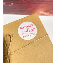Bu Paket Sadece Sana Özel Kırmızı Yazılı Yuvarlak Yapışkanlı Etiket 5x5 cm 100 Adet