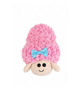 Mavi Kurdelalı Pembe Yumoş Kuzucuk Amigurumi Organik Oyuncak