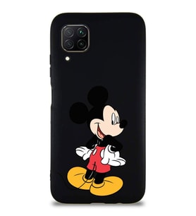 Huawei P40 Lite Soft Premier Kapak Mickey Mouse-D Tasarımlı Silikon Kılıf - Siyah (Şeffaf)