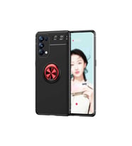 Oppo Reno 5 5G Uyumlu Kılıf Zore Ravel Silikon Kapak (Siyah-Kırmızı)