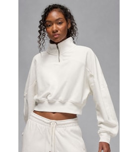 Nike Jordan Fleece Essential Çeyrek Fermuarlı Kadın Dik Yaka Sweatshirt Beyaz