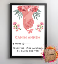 Kişiye Özel Mesajlı ve Spotify Barkodlu Canım Annem Tasarım 21x30 Fotoğraf Anı Çerçevesi