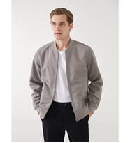 LCWAIKIKI Classic Gri Kolej Yaka Erkek Bomber Ceket