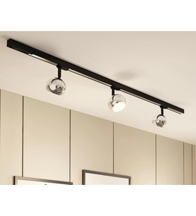 Mylights Demet Habek Panasonıc Gün Işığı Ampullü 1 Metre Alüminyum Ray İle Krom Kaplama 3 Başlıklı Spot Avize
