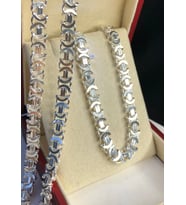 Erkek Gümüş Kolye Bileklik Set - 7mm Euro Kral Zincir Parlak Model Erkek Set • Işıklı Kutuda