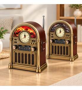 Northcity Saatli Retro Şömine Radyo Hoparlör - Bluetooth USB Type-C