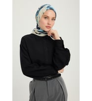 Schaless Özgür Fırçalar - Nar Çiçeği - Vierra Desenli Viskon Eşarp - 90x90 Cm (A.INDIGO)