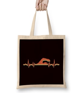 Heartbeat Swimmer Swim Swimming Pool Indoor Coach Athlete Bez Çanta Uzun Saplı