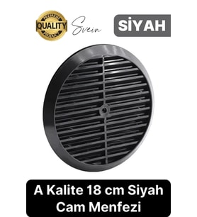 Aç Kapa Yalıtımlı Havalandırma Ayarlı 18cm Siyah Kapak Cam Menfezi Doğalgaz Boşluk Aparatı Başlık
