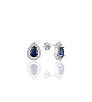 Söğütlü Silver Gümüş rodyumlu safir taşlı damla modeli küpe
