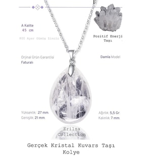 Sertifikalı Damla Model Kristal Kuvars Taşı Kolye (GÜMÜŞ APARATLI) (Çok Renkli)