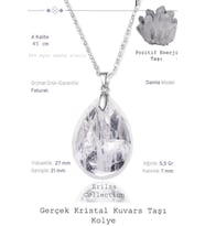 Sertifikalı Damla Model Kristal Kuvars Taşı Kolye (GÜMÜŞ APARATLI) (Çok Renkli)
