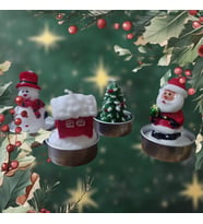 VIP DELUXE 12 ADET NOEL TEALİGHT MUM NOEL BABA KARDAN ADAM ÇAM AĞACI NOEL EVİ GERÇEK YILBAŞI MUMU