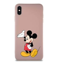 Apple iPhone XS Max Soft Premier Kapak Mickey Mouse-C Tasarımlı Silikon Kılıf - Pudra (Şeffaf)
