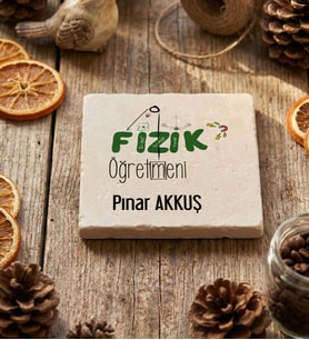Kişiye Özel Fizik Öğretmeni Bardak Altlığı Öğretmenler Günü Hediyesi (Krem)