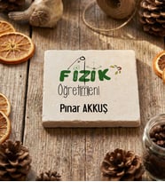 Kişiye Özel Fizik Öğretmeni Bardak Altlığı Öğretmenler Günü Hediyesi (Krem)