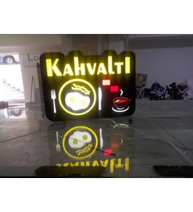 Kahvaltı Yazılı Tabela 3D Led Neon Etkili Işıklı Tabela 30X45 CM Tek Taraflı