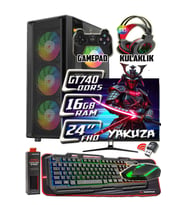 WarboX YAKUZA 24" Monitör Xeon X5650 16gb Ram 256gb Ssd 250gb Hdd GT740 DDR5-4gb E.kartı Gaming PC (Siyah)