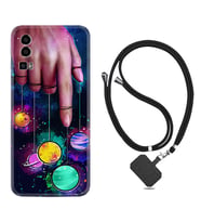 General Mobile Gm 23 Kılıf Silikon Boyun Askılı İpli Desenli Silikon Finger planet 1740