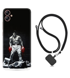 Samsung Galaxy A04E Kılıf Resimli Boyun Askılı İpli Desenli Silikon Muhammed Ali 1369