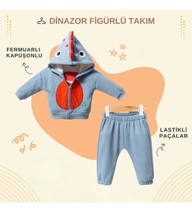Sevimli Dinazor Figürlü 3 lü Takım (Mavi)