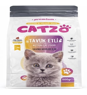 CATZO Tavuk Etli Yavru Kedi Maması 500 g Kitten Dry Cat Food Omega 3-6 Destekli, Dengeli ve Besleyici
