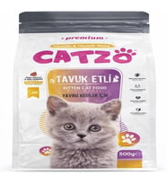 CATZO Tavuk Etli Yavru Kedi Maması 500 g Kitten Dry Cat Food Omega 3-6 Destekli, Dengeli ve Besleyici