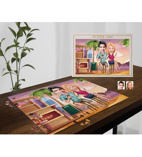 BK Gift Kişiye Özel Sevgililer Karikatürlü 1000 Parça Profesyonel Puzzle-19
