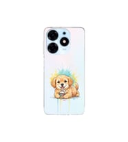 Tecno Spark 10 Pro ile Uyumlu Splash Köpek Tasarımlı Şeffaf Silikon Kılıf