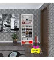 Kenzlife ayakkabılık ayakkabı dolabı kilitli be real byz 180*70*32 kapaklı arkalıklı ofis dolabı iki bölme + tekli duvar rafı hediyeli (Karışık)