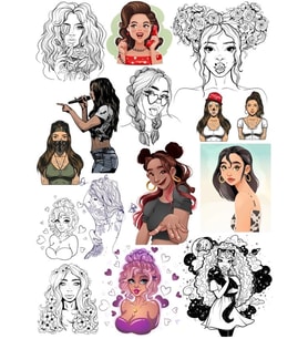 Genç Kız Sticker Set 2 15 Parça Telefon, Tablet, Defter, Laptop Sticker