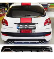 Peugeot 206 Difüzör Arka Tampon Eki 2 Egzoz Çıkışlı Siyah Lüx Tip
