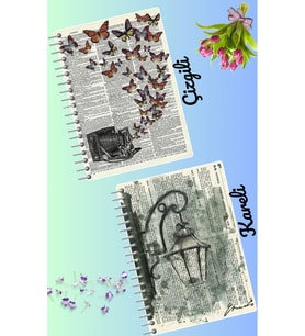 Vintage nostalji defter seti 2 adet A4 boyutu 21*30 çizgili + kareli 60 syf