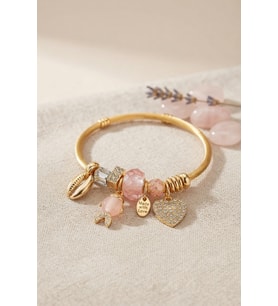 Pembe Balık Model Gold Renk Charmlı Bileklik