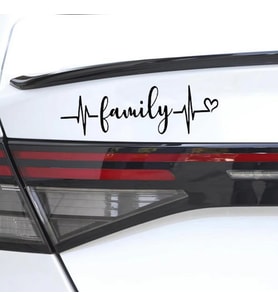 Family Aile kalp Nabız Sticker 30CM Siyah Renk
