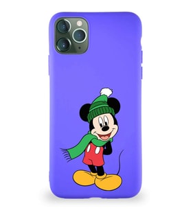Apple iPhone 11 Pro Max Soft Premier Kapak Mickey Mouse-G Tasarımlı Silikon Kılıf - Mor (Şeffaf)