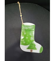 Mutlu Yıllar Çorap Kar Tanesi Çam Ağacı Cam Noel Duvar Süs Nazarlık 25cm 1 Adet