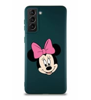 Samsung Galaxy S21 Plus Soft Premier Kapak Minnie Mouse-C Tasarımlı Silikon Kılıf - Yeşil (Şeffaf)