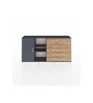 Arges Konsol 4 Raflı 4 Çekmeceli Tek Kapaklı  176x30x99 Antrasit-Antrasit/Çam