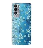 PrintiFy Tecno Pova Neo Uyumlu Kamera Korumalı Floral Su Yeşili Tasarımlı Şeffaf Silikon Kılıf