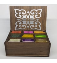 Ahşap Çay Kutusu Tea Box 9 Bölmeli Gdz(45 Adet Bitki Çayı Dahil)