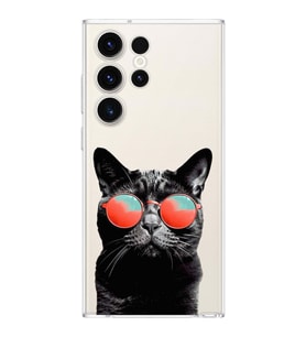 PrintiFy Samsung Galaxy S23 Ultra ile Uyumlu Kedi 3 Kamera Korumalı Şeffaf Kılıf