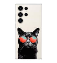 PrintiFy Samsung Galaxy S23 Ultra ile Uyumlu Kedi 3 Kamera Korumalı Şeffaf Kılıf