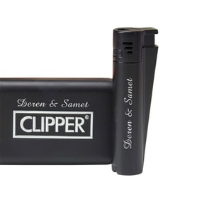 Özen Avm İsme Özel Siyah Clipper Marka Pürmüz Alevli Metal Çakmak 